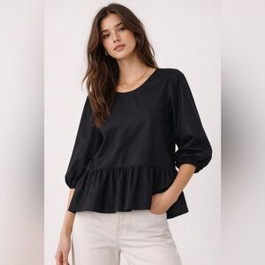 H&M PUFF SLEEVE TIE BACK BLOUSE